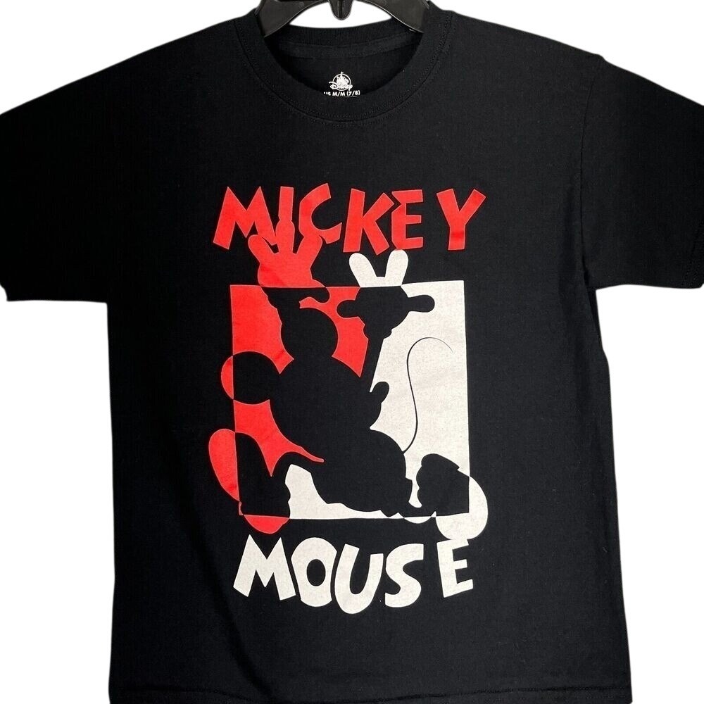 Mickey Mouse Shirt youth M Walt Disney Classic Retro Cotton Black Short Sleeve